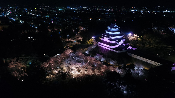 鶴ヶ城ライトアップ空撮映像 Pr映像 二次利用可能な素材動画 素材画像を提供します 会津若松プラス